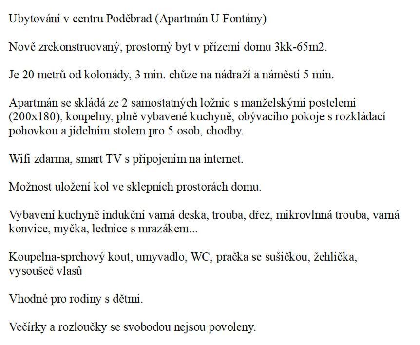 Apartman U Fontany Podiebrady Zewnętrze zdjęcie