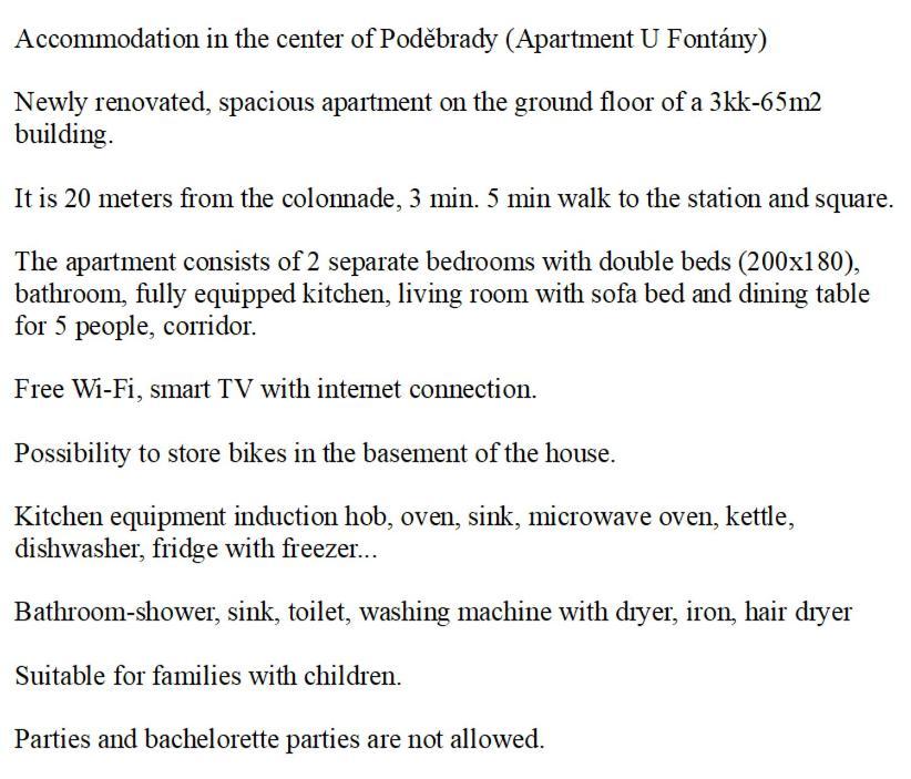 Apartman U Fontany Podiebrady Zewnętrze zdjęcie